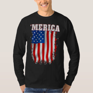 Merica Patriotic Distress American Flagga T Shirt