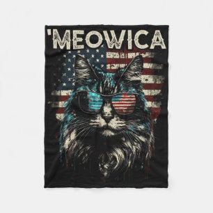Merica Patriotic Maine Coon Cat Fleecefilt