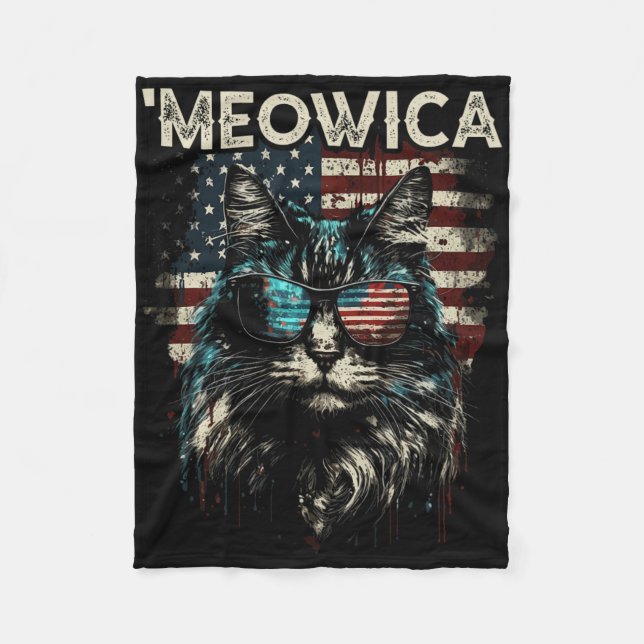 Merica Patriotic Maine Coon Cat Fleecefilt (Framsidan)