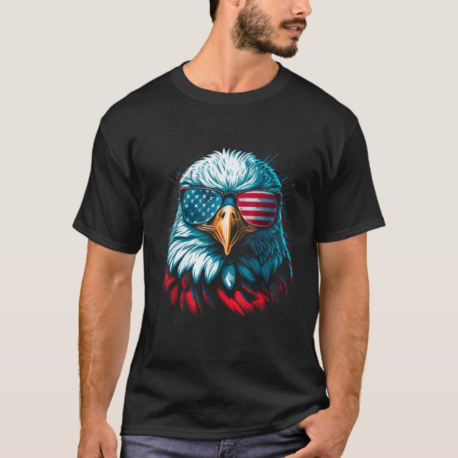 Merica Patriotic Örn 4:e juli USA Americ T Shirt (Framsida)