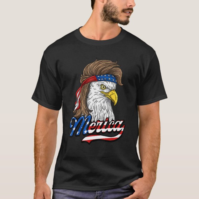 Merica Patriotic US Eagle of Freedom 4:e Jul T Shirt (Framsida)