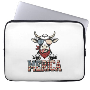 Merica Patriotisk Ko Vintage Gravyr Grafik_1 Laptop Fodral