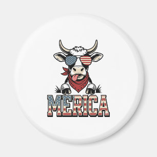 Merica Patriotisk Ko Vintage Gravyr Grafik_1 Magnet