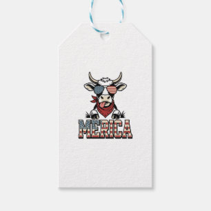 Merica Patriotisk Ko Vintage Gravyr Grafik_1 Presentetikett