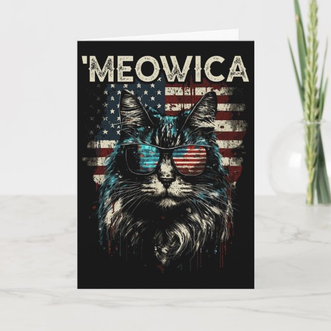 Merica Patriotisk Maine Coon Katt  Kort (Framsida)