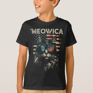 Merica Patriotisk Maine Coon Katt T Shirt