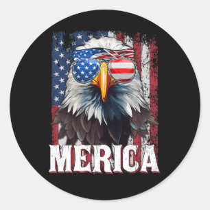 Merica - Patriotisk Usa Örn Av Frihet - 4:e Juli Runt Klistermärke
