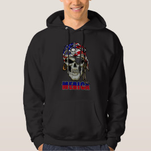 Merica Pirat Skull USA flagga 4 juli Patriotic Hoodie