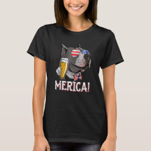 Merica Pitbull Patriotic & Fjärde juli Pit Bu T Shirt