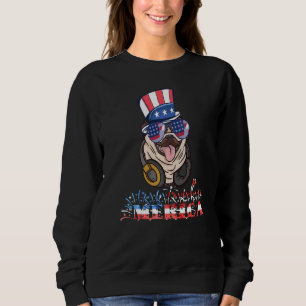 Merica Pug Hund 4:e Dj Music från juli Amerikanska T Shirt