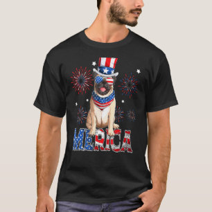 Merica Pug Hund med solglasögon, 4:e juli - Pug 4: T Shirt