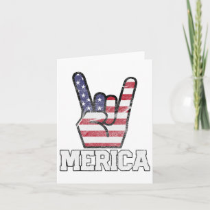 Merica Rock On Skylt 4:e Juli Vintage Amerikansk F Kort