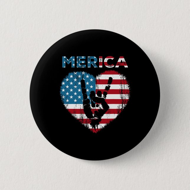 Merica Rockskylt 4:e Juli Amerikansk Flagga Usa Mä Knapp (Framsida)