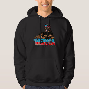 Merica Rottweiler American Flagga Sunglass 4:e Hoodie