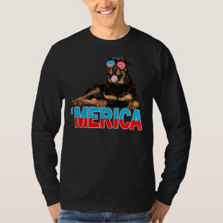 Merica Rottweiler American Flagga Sunglass 4:e T Shirt