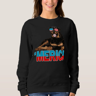 Merica Rottweiler American Flagga Sunglass 4:e T Shirt