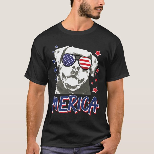 Merica Rottweilers, Hund 4:e juli, USA Gift Premiu T Shirt (Framsida)
