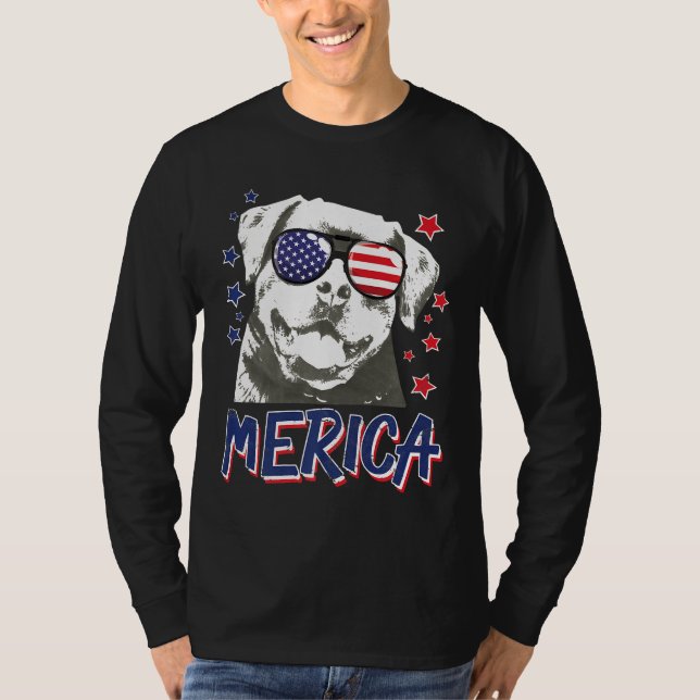 Merica Rottweilers, Hund 4:e juli, USA Gift Premiu T Shirt (Framsida)