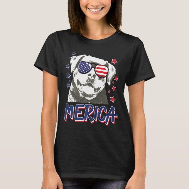 Merica Rottweilers, Hund 4:e juli, USA Gift Premiu T Shirt (Framsida)