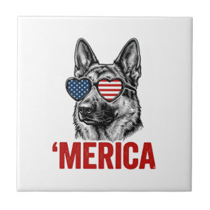 Merica Schäfer Flag Solglasögon Tröja Desig Kakelplatta