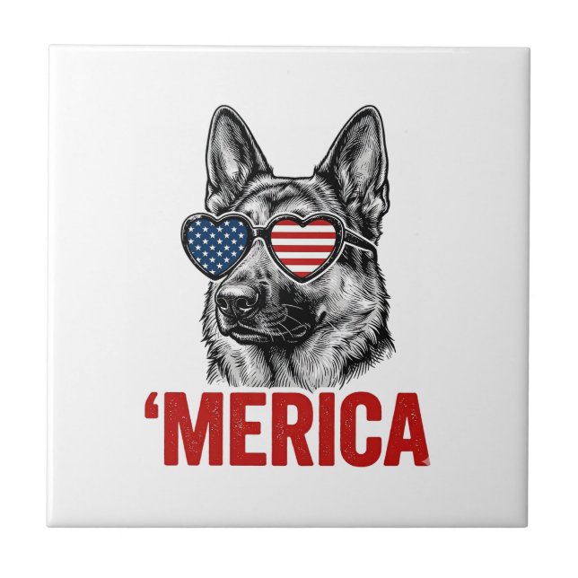 Merica Schäfer Flag Solglasögon Tröja Desig Kakelplatta (Framsidan)