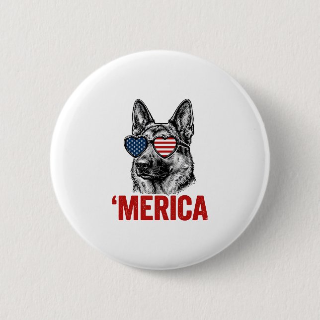 Merica Schäferhund Flag Solglasögon Tröja Desig Knapp (Framsida)