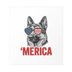 Merica Schäferhund Flag Solsonglasses Tröja Desig Anteckningsblock