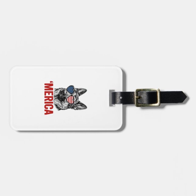 Merica Schäferhund Flag Solsonglasses Tröja Desig Bagagebricka (Horisontell Framsida)