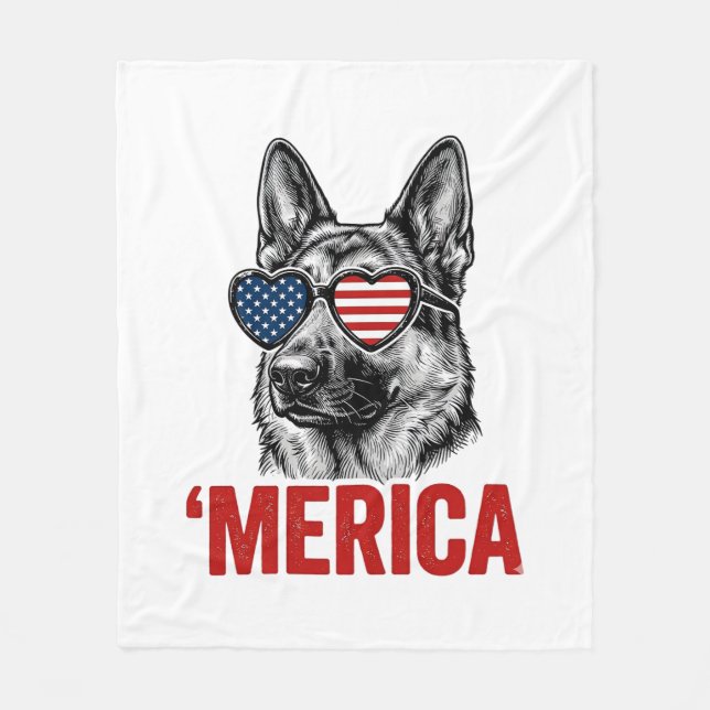 Merica Schäferhund Flag Solsonglasses Tröja Desig Fleecefilt (Framsidan)