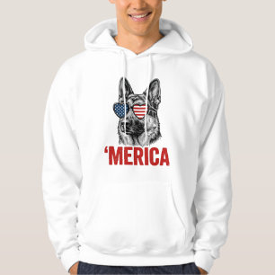 Merica Schäferhund Flag Solsonglasses Tröja Desig Hoodie