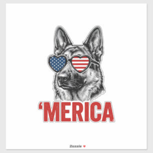 Merica Schäferhund Flag Solsonglasses Tröja Desig Klistermärken