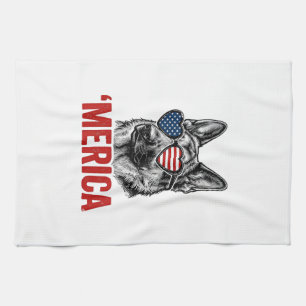 Merica Schäferhund Flag Solsonglasses Tröja Desig Kökshandduk