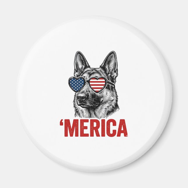 Merica Schäferhund Flag Solsonglasses Tröja Desig Magnet (Framsidan)