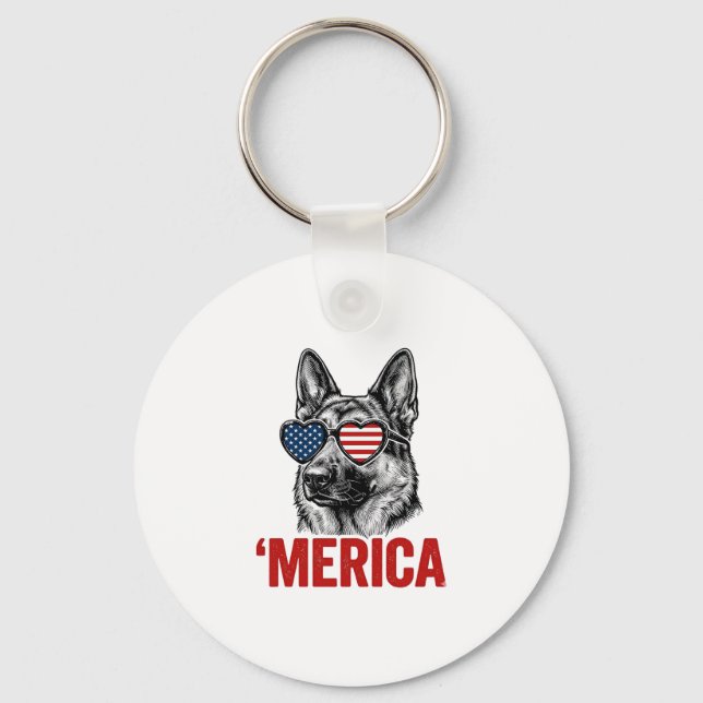 Merica Schäferhund Flag Solsonglasses Tröja Desig Nyckelring (Framsida)