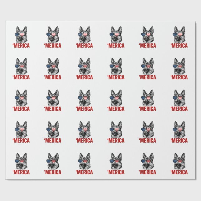 Merica Schäferhund Flag Solsonglasses Tröja Desig Presentpapper (Platt)