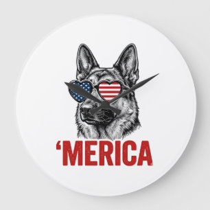 Merica Schäferhund Flag Solsonglasses Tröja Desig Stor Klocka