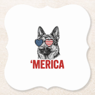 Merica Schäferhund Flag Solsongskelett T-Shirt Des Underlägg Papper