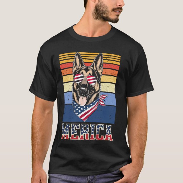 Merica Schäferhund T Shirt (Framsida)