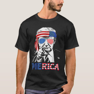 Merica Shirt Lycklig 4:e juli Merica Trump T