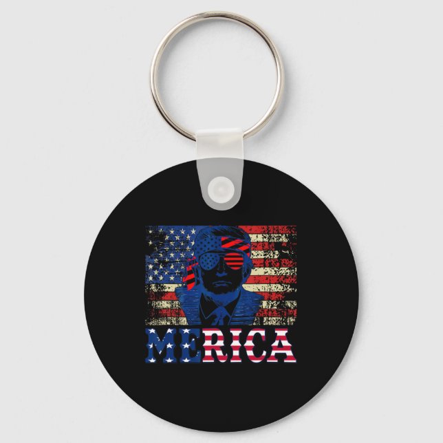 Merica Shirts 4:e juli Trump American Fl Nyckelring (Framsida)