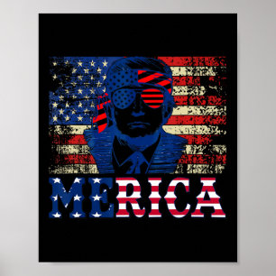 Merica Shirts 4:e juli Trump American Fl Poster