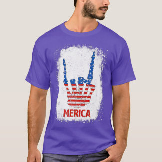 Merica Skeleton Sten Underskrift 4:e juli USA flag T Shirt
