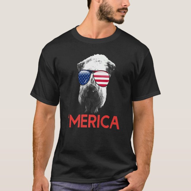 Merica Soft Jackat Wheaten Terrier American Flagga T Shirt (Framsida)