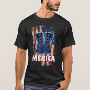Merica Soldier Work Boots 4:e juli American Fla T Shirt