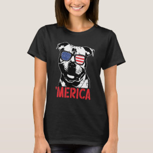 Merica Stafford Bull Terrier American Flagga 4t T Shirt