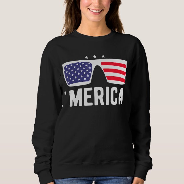 Merica Sunglass 4:e juli Amerikanska Flagga B T Shirt (Framsida)
