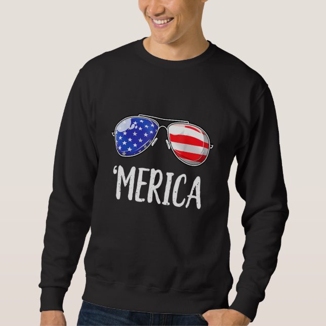 Merica Sunglass 4:e juli Lång Ärmad Tröja (Framsida)