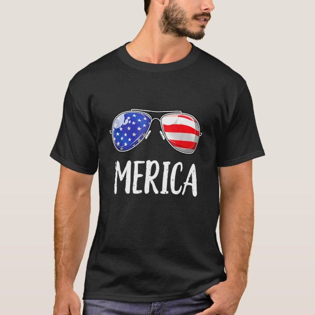 Merica Sunglasses 4th Of July Men Women USA Americ T Shirt (Framsida)