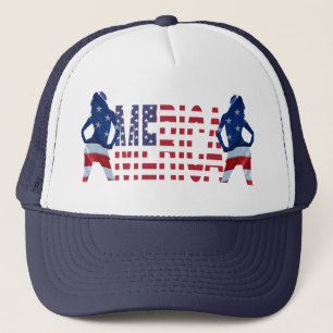 Merica text med flagga & flickor truckerkeps