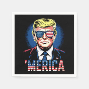 Merica Trump 4:e juli amerikanska Vintagen Retro Pappersservett